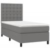 3142074 vidaXL Lit à sommier tapissier avec matelas Gris foncé 100x200cm Tissu