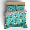 Cartoon Owls and Florals Pattern Bedding Duvet Cover Set  (1*Duvet Cover 2*Pillowcases, without duvet insert)