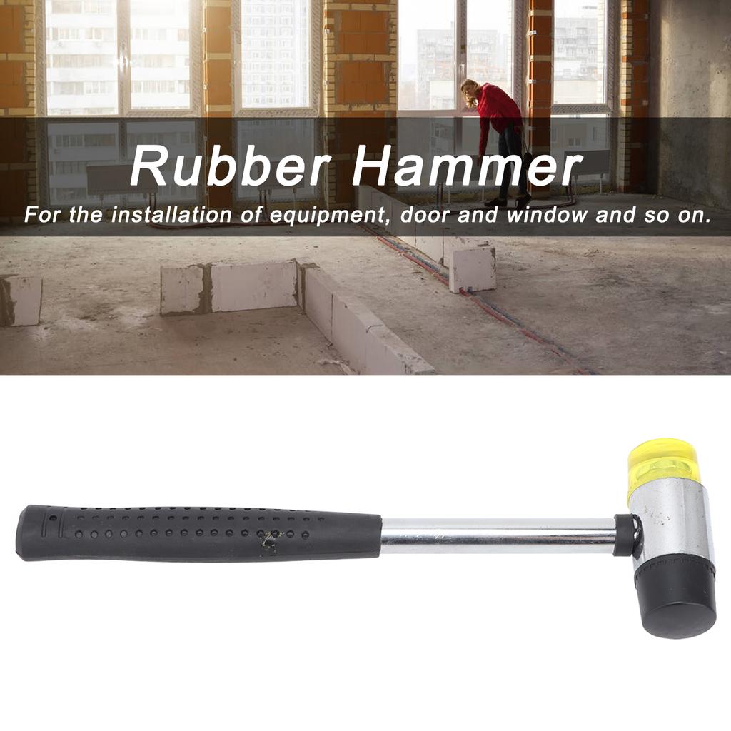 Rubber Hammer Double Faced Steel Pipe Handle Hand Tool for Installation Repair