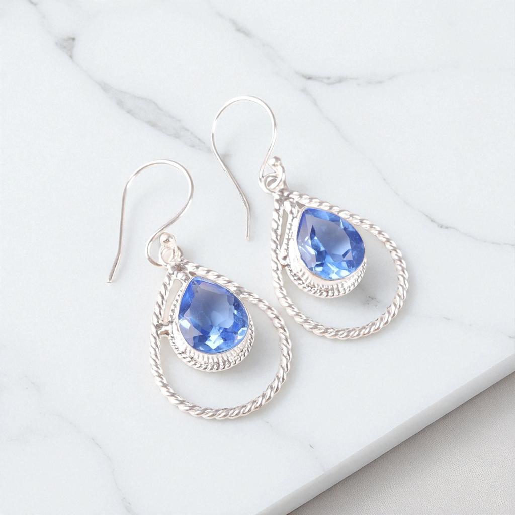 Tanzanite Gemstone 925 Sterling Silver Jewelry Handmade Earrings 1.70" For Gift EE-96-3
