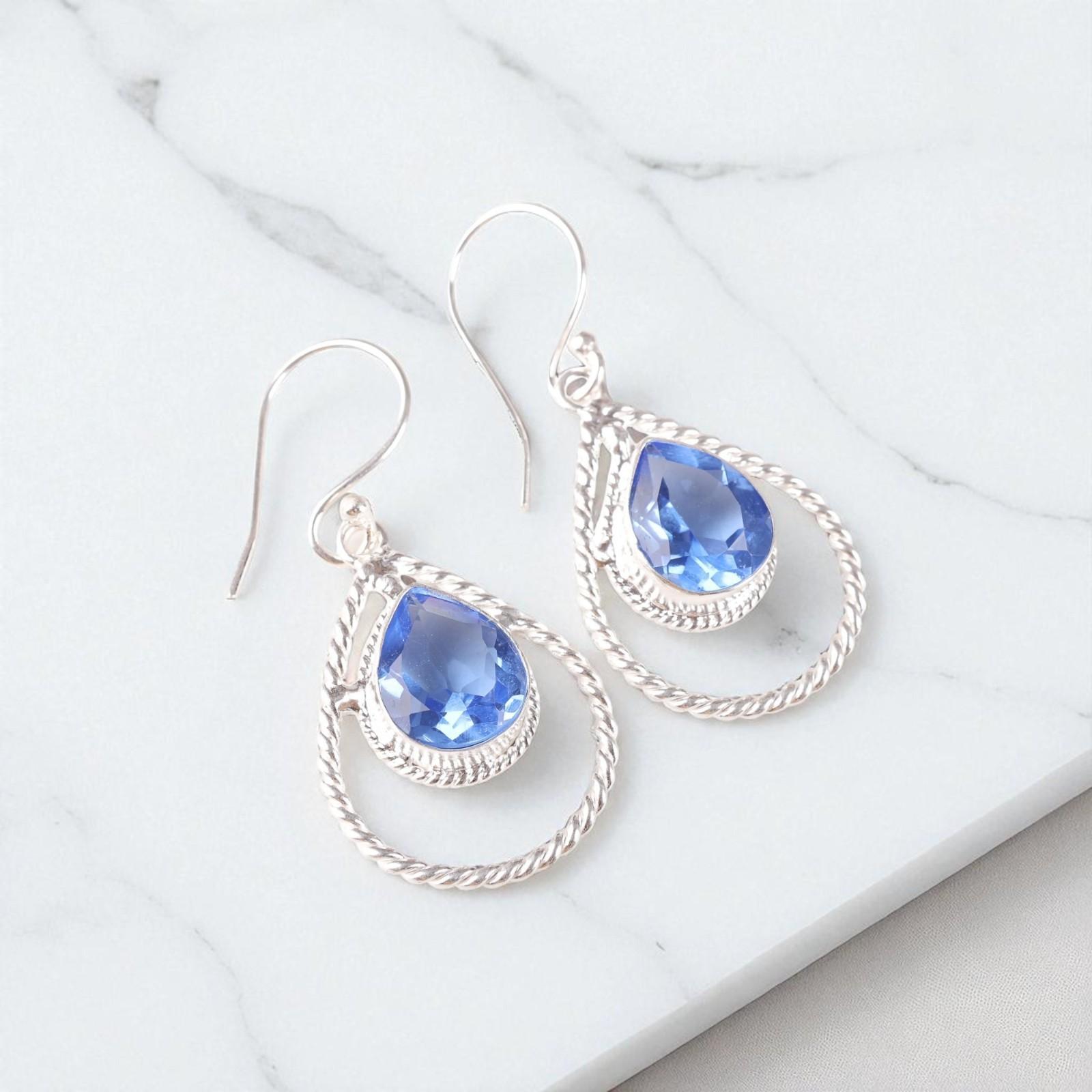 

Tanzanite Gemstone 925 Sterling Silver Jewelry Handmade Earrings 1.70 For Gift EE-96-3