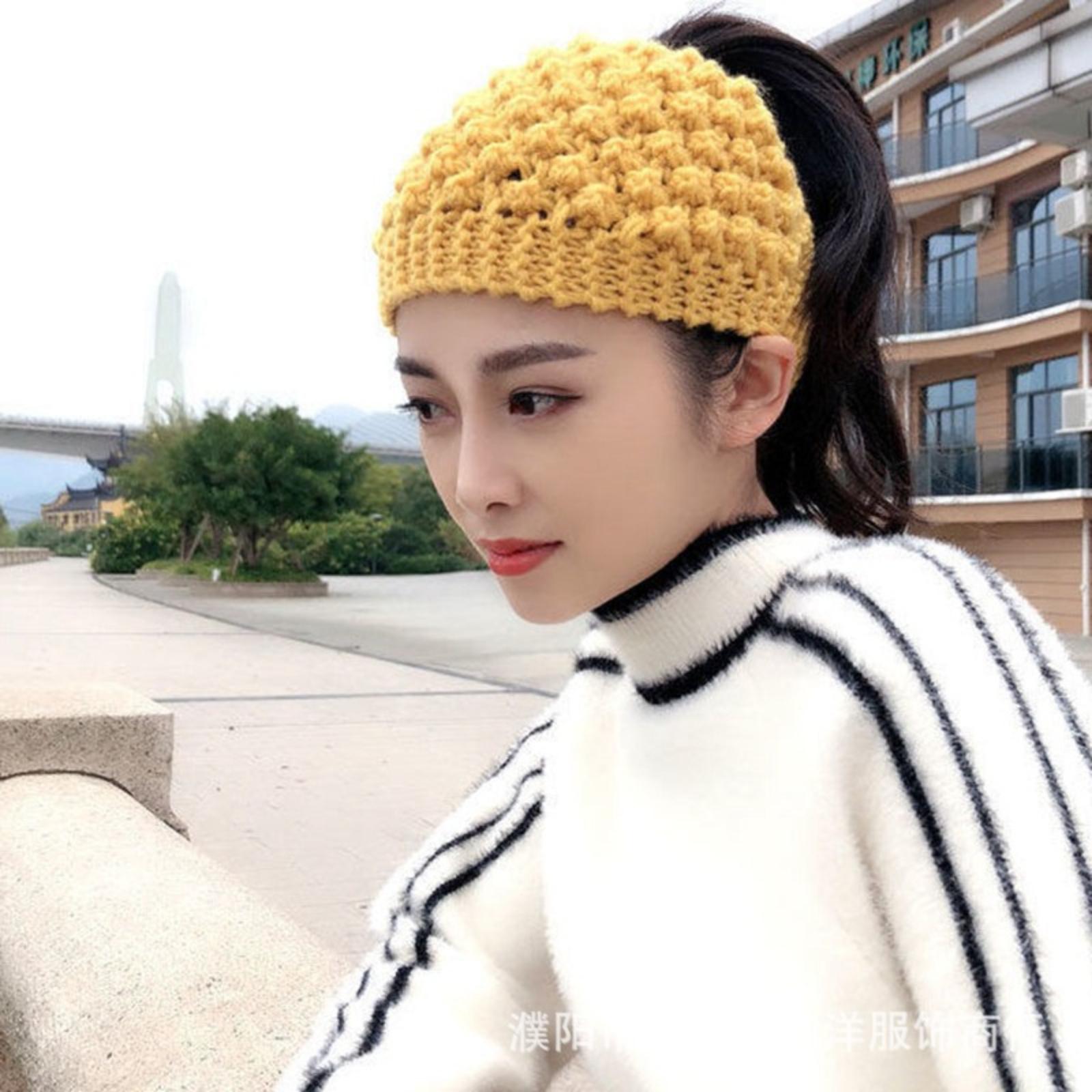 

Knitted Wide-brimmed Wool Headband, Warm Headband With Ear One Size