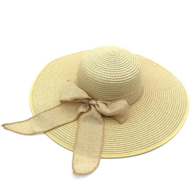 Sun Protection Straw Hats Summer Women Wide Brim Straw Panama Roll Up Hats Belt Buckle Fedora Beach Sun Hats