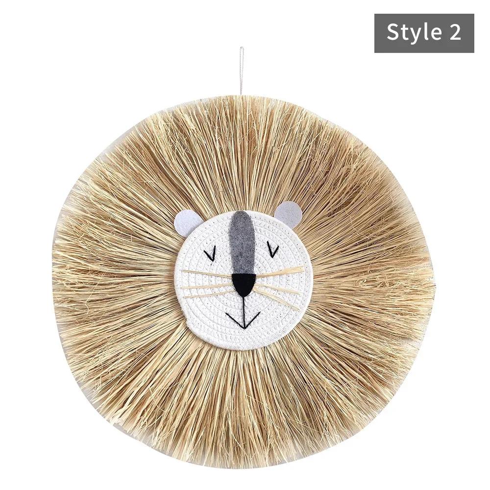 INS Decor-Nordic Home Decoration, Cotton Lafite Woven Tiger Lion Pendant,Wall Ornament for Nursery,Children,Kid Room Decoration