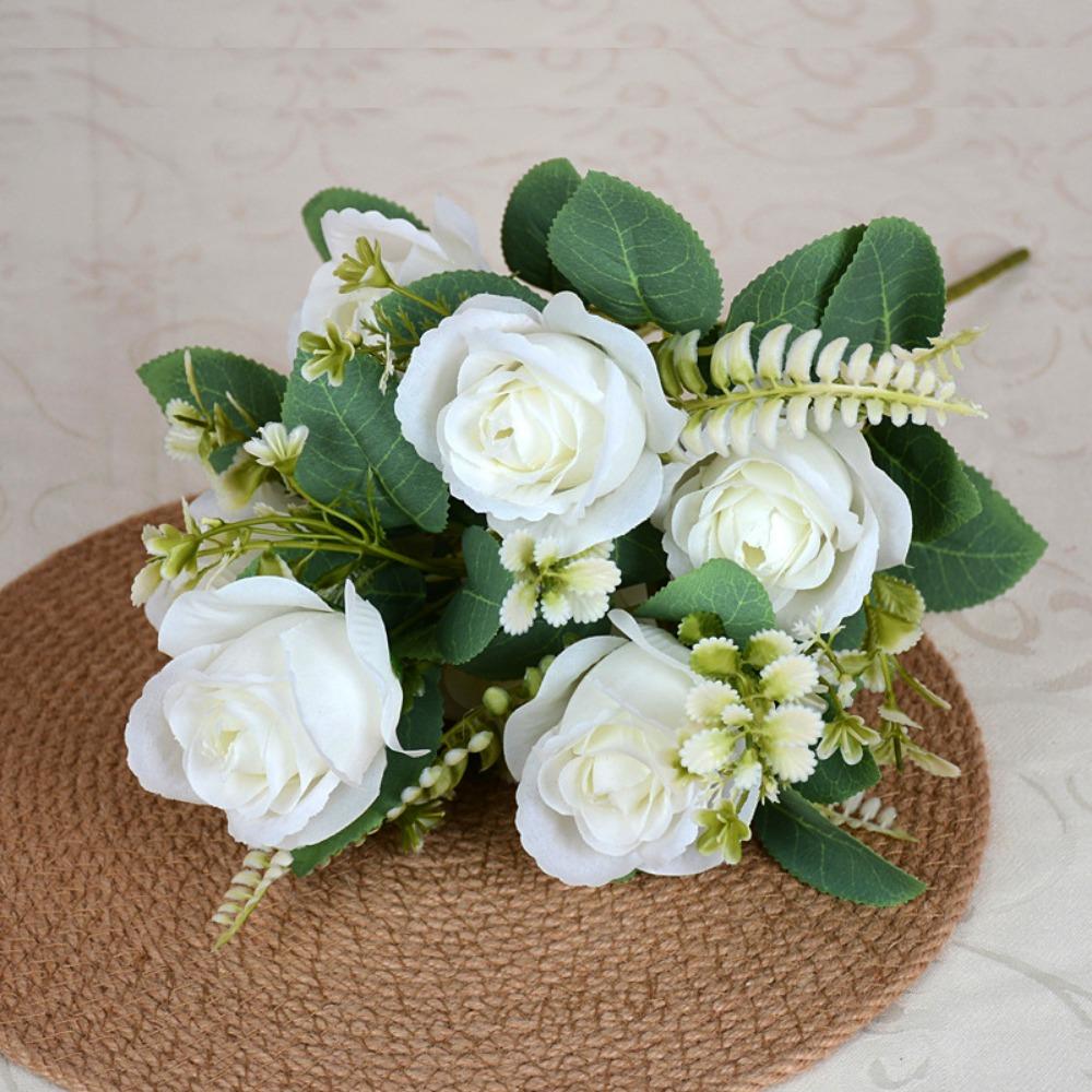 7 Heads Real Happy Flower 8 Colors Mini Natural Simulated Rose Photography Photo Gift Rose Flowers Decorative Home Decorative