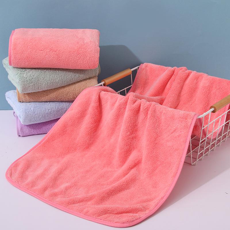 Soft High-Density Coral Fleece Towel - Absorbent, Thick Face & Hair Drying with Fresh 3D Floral Design