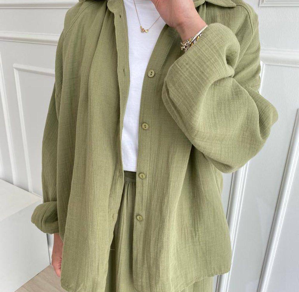 2024 New Women's Casual Muslim Long Sleeve Shirt & Midi Skirt Set for Spring and Autumn