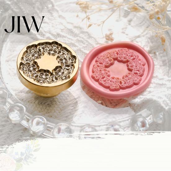 Journal Decoration Seal Wax Stamp, Vintage Plant Pattern Head, Durable Handmade Stationery Accessory Copper Stamp Head Replacement, for Envelope