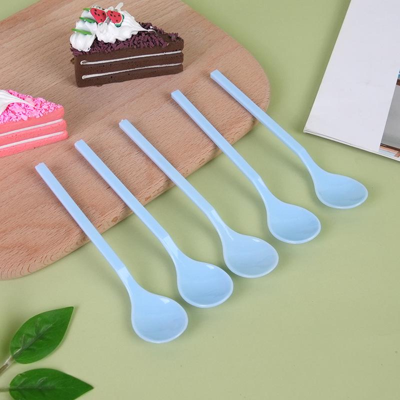 

Disposable Long Handle Plastic Spoon for Fruit Salad, Cake, Ice Cream, and Yogurt - 13 cm Bulk