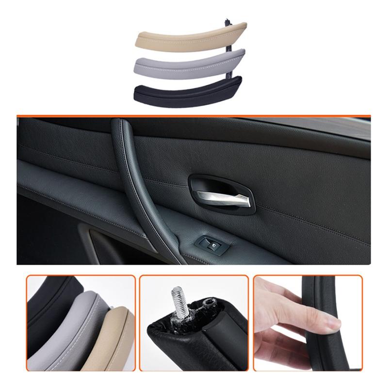 M31K-Car Right Side Front Door Inner Pull Handle Armrest Cover Assembly 51416983672 for BMW E60 E61 2006-2010 LHD Grey