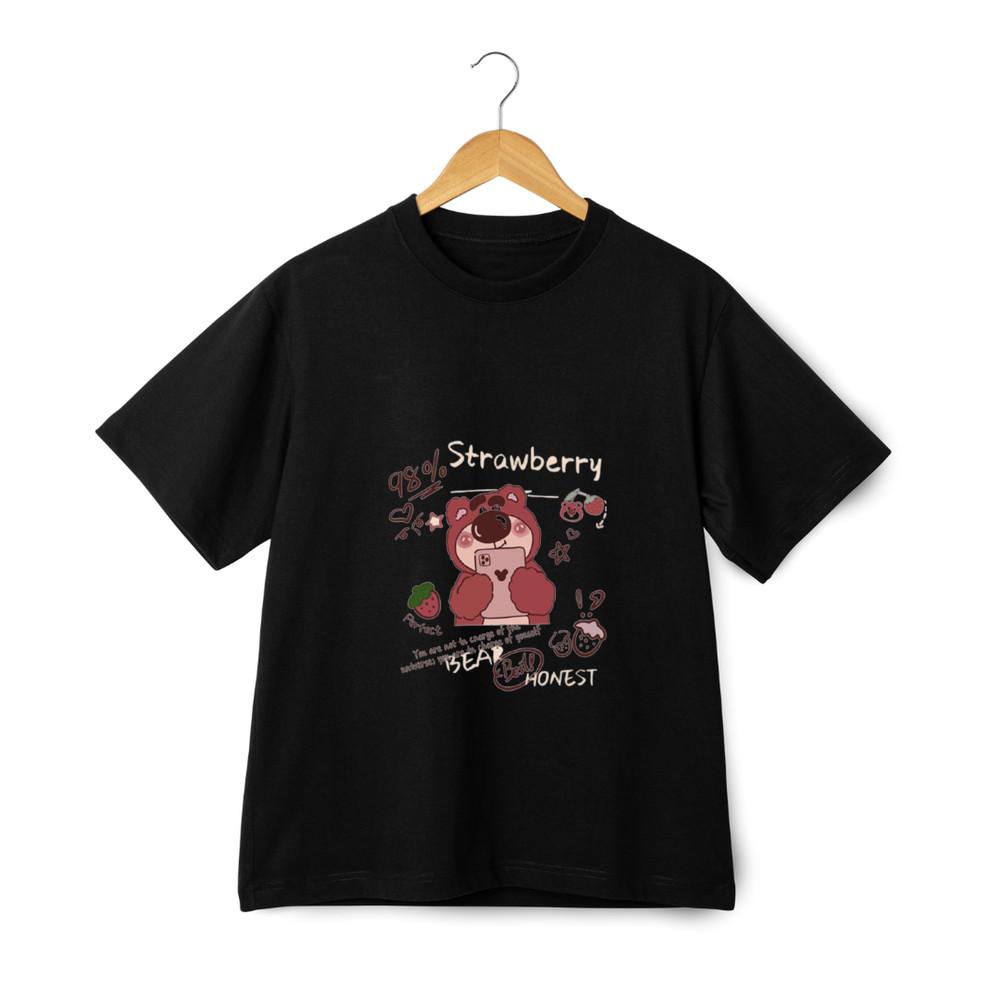 

98% Strawberry Bear Selfie Graphic Unisex Tee S