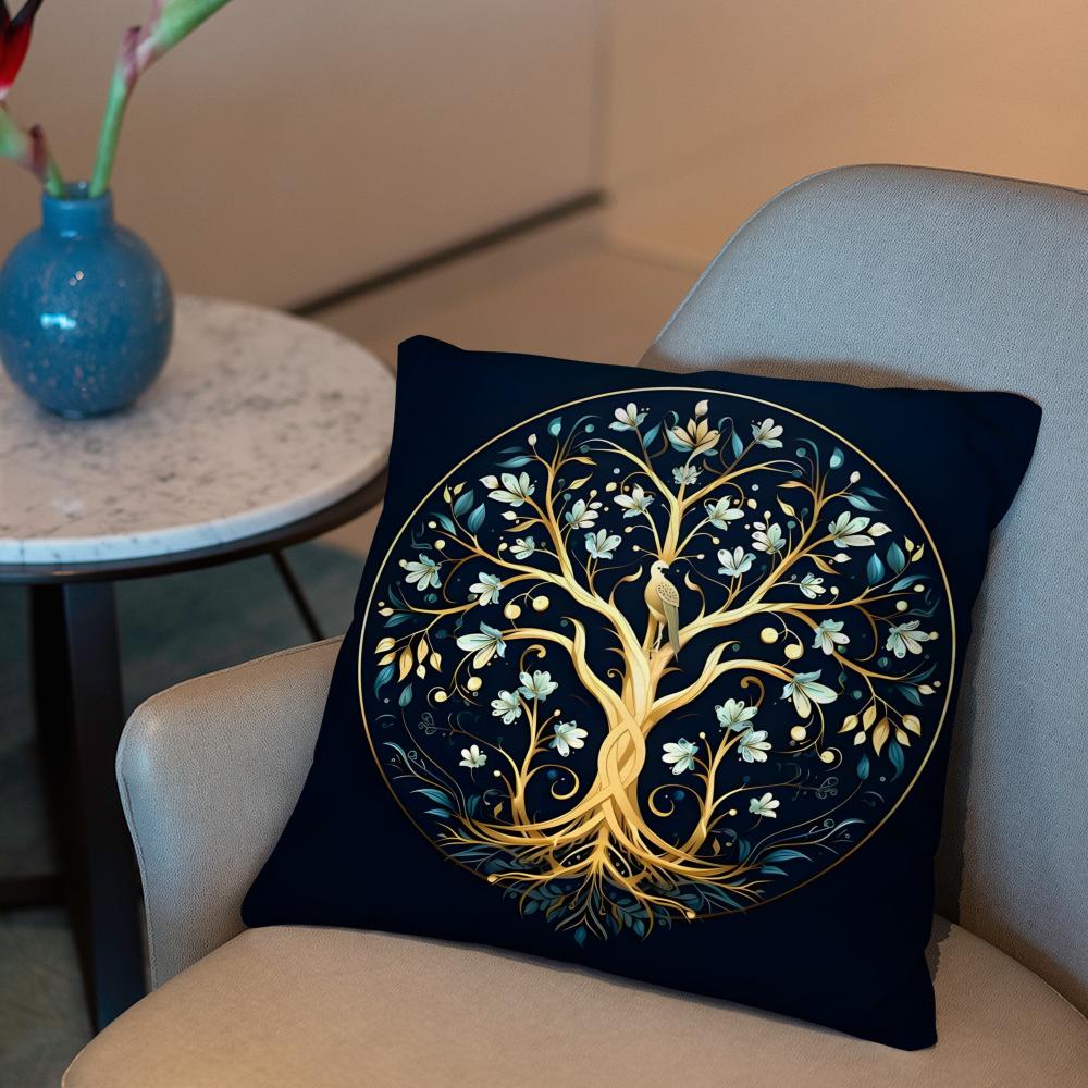 Tree of Life Cushion Cover Plant Floral Cushion Cover 2-in-1 Reversible Plush Pillow Cover | Car/Sofa/Bed | Perfect Gift