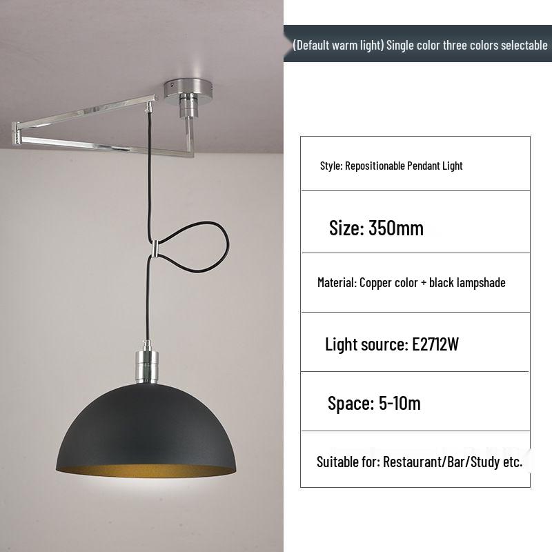 Nordic Creative Rocker Arm Pendant Light - Rotatable Walnut for Study, Kitchen, Bar.