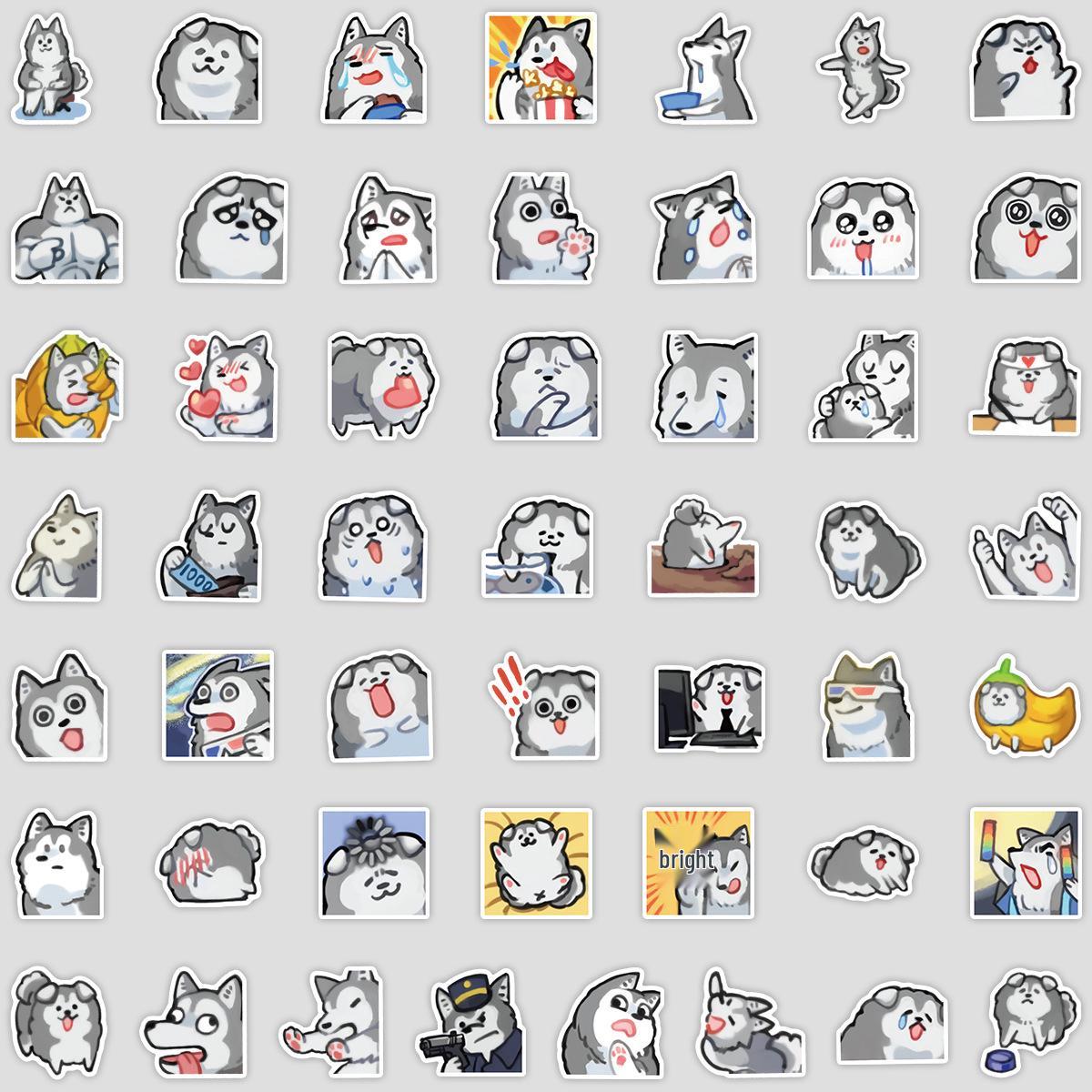 50 Cartoon Husky Emoji Graffiti Stickers - Waterproof Decorative Stickers for Water Bottles and Computers