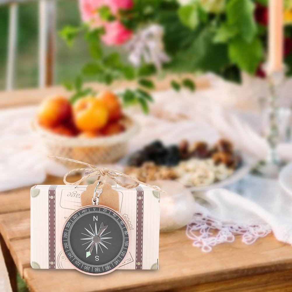 20Pcs Wedding Gift Box Candy Boxes with Compass and Kraft Tags for Travel Wedding Favors DecorationsRose Golden