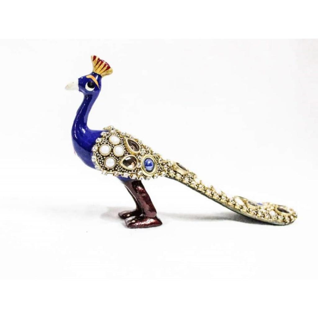 Metal Stone Work Peacock Statue Showpiece Decorative Figurine for Home Living Room Office Bedroom Decor