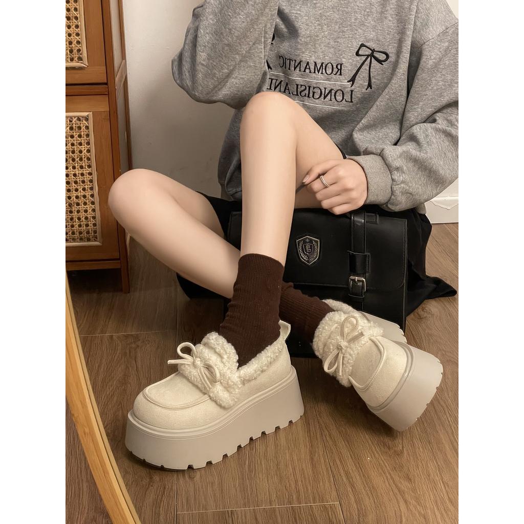 Queen Fan Warm White Fluffy Platform Cotton Shoes Women's Winter Boken Plush Boken Shoes