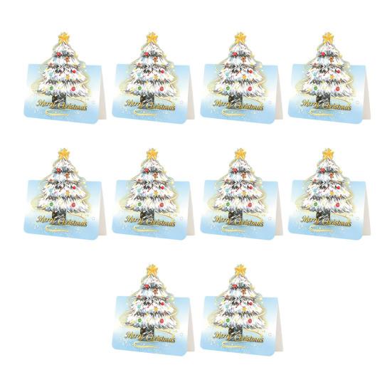 Holiday Gift Exchange Supplies 10 Pcs 3D Christmas Tree Greeting Cards, Postcards Festive Cards for Relatives Friends Bulk New Year, Winter Xmas Party