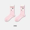 Cute Cartoon Lace Dot Yarn Socks - Women's Spring/Fall Mid-Calf Cotton Socks, Sweet Animal Design