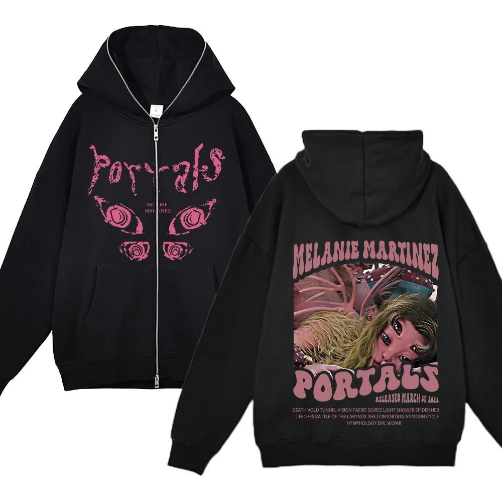 Moletom com capuz com zíper completo, estampado, hip-hop, streetwear, jaqueta com zíper, jaqueta casual masculina e feminina, Melanie Martinez