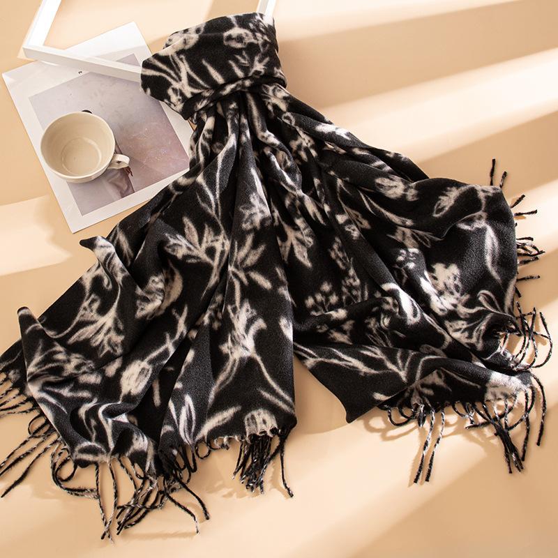 

Кашемировый шарф с принтом для женщин, универсальная модная шаль для поездок на работу, теплая шея