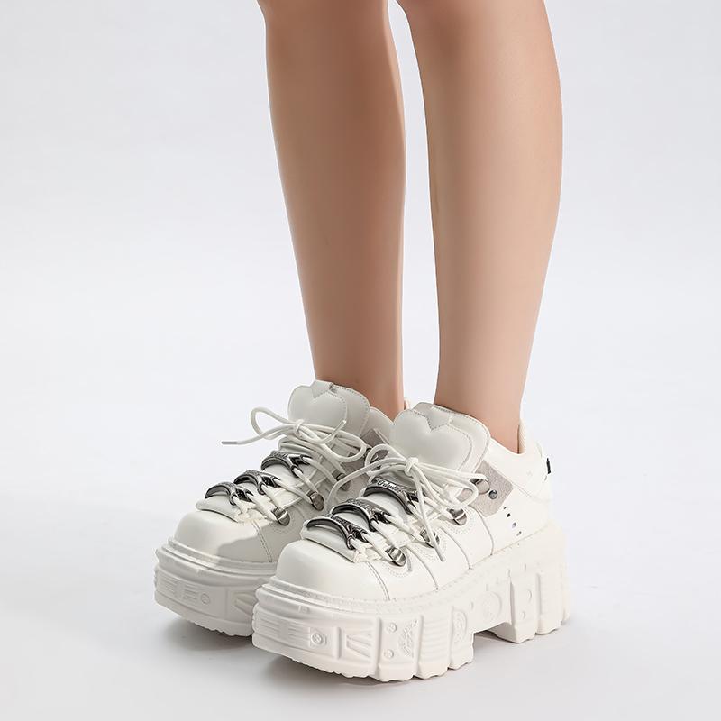 Gothic Kotníkové Rockové Boty Dámské Tenisky Nový Punkový Styl Dámské Boty Šněrovací Výška Podpatku Platformové Boty Dámské Kovová Dekorace