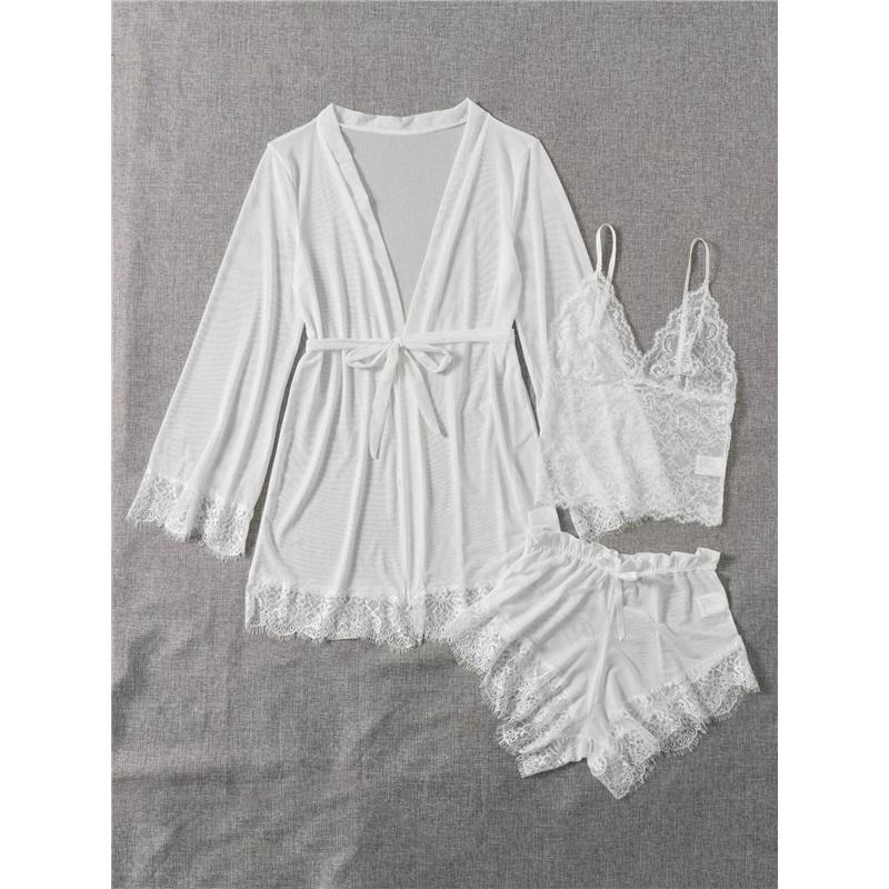 Women's Lace Camisole 3-piece Pajamas Set, Summer Pajamas Set, Elegant Pajamas Set