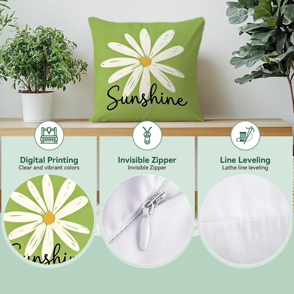 1pcs Daisy Cushions Pillowcase Polyester Cushion Cover Throw Pillow Pillowcover Home Car Sofa Decor