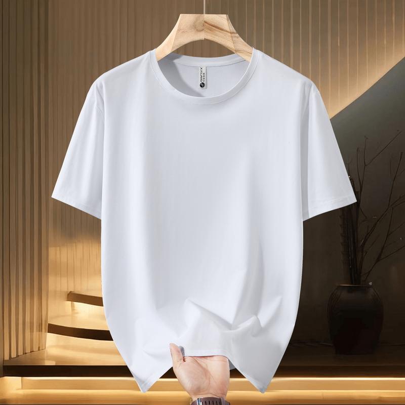Smiao Grote Maten 5XL-13XL Oversized T-shirt voor Heren Zomer Tops Mode Effen Kleur Korte Mouw T-shirt Zomer Herenkleding 12XL(160kg-170kg) wit