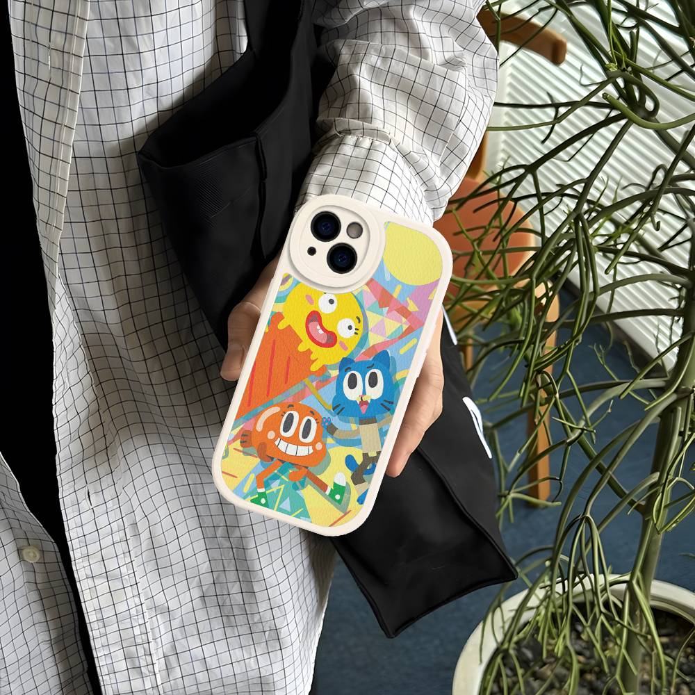 The A-Amazing World Gumball Anime Phone Cover For IPhone 11 12 13 14 15 16 Pro Max Mini Plus Soft Leather Case