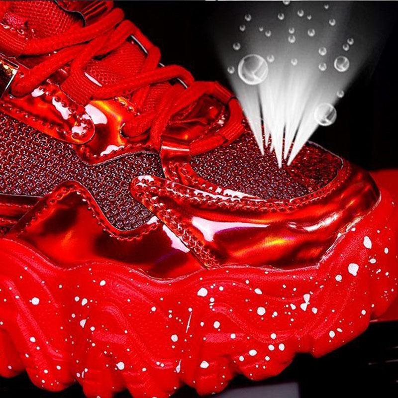 Tenisky Dámské Jarní Móda Flitrovaná látka Bling Prodyšná Kulatá špička Volný čas Robustní Dámské Boty Tenis Feminino