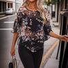 Summer European American Style Women's Sheer Chiffon Sheer Top Casual Blouse