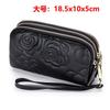 Cross-border leather clutch bag, women's new three-layer zipper, mobile phone small bag, simple mother small clutch bag