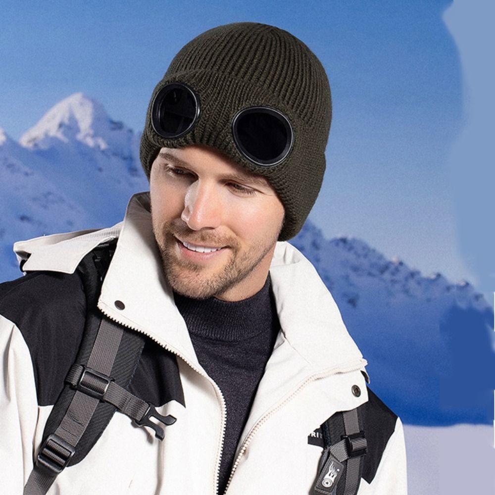 Afneembare Bril Warme Ski Masker Hoeden Winddichte Gebreide Hoed Mode Winter Bril Petten Buiten