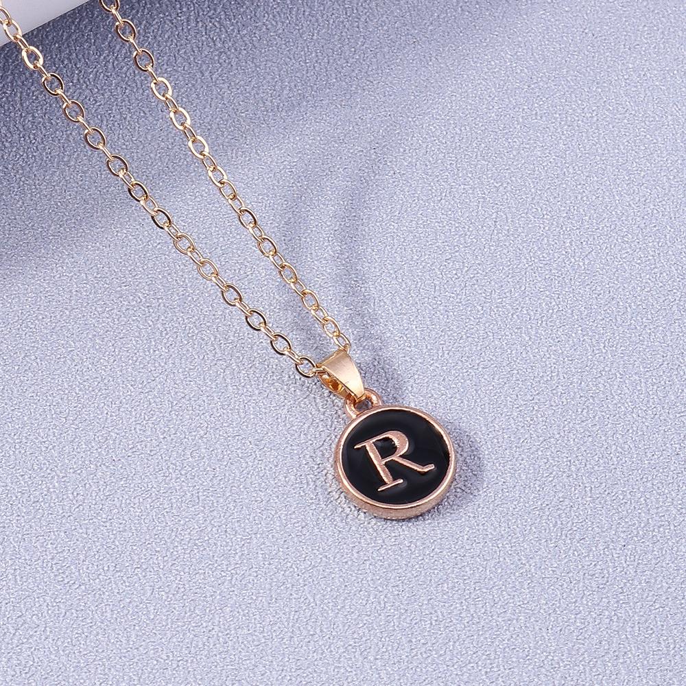 Fashion Enamel Initials Letter Pendant Necklace for Women Girls A-Z Alphabet Name Necklace Birthday Jewelry Gift