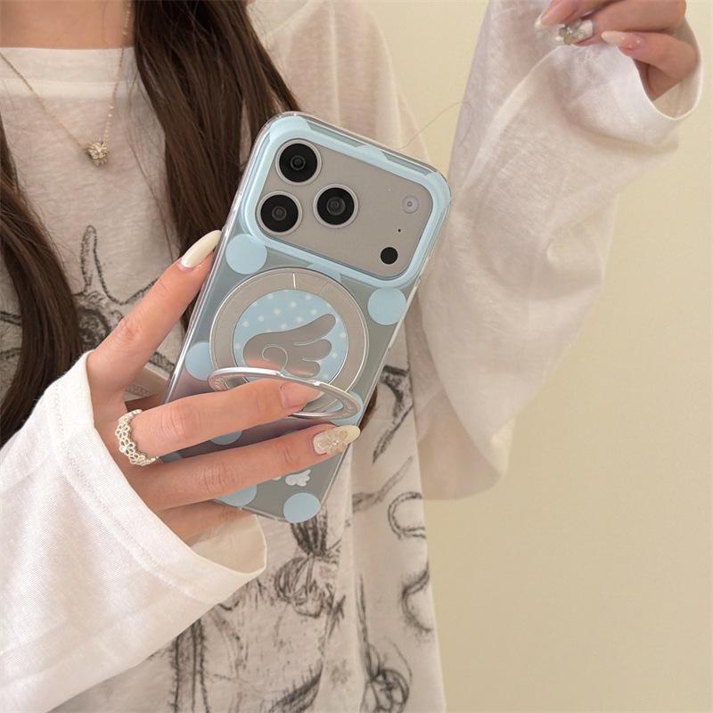 Stylish Polka Dot Rotating Stand Case for iPhone 17 Pro Max and Apple 16