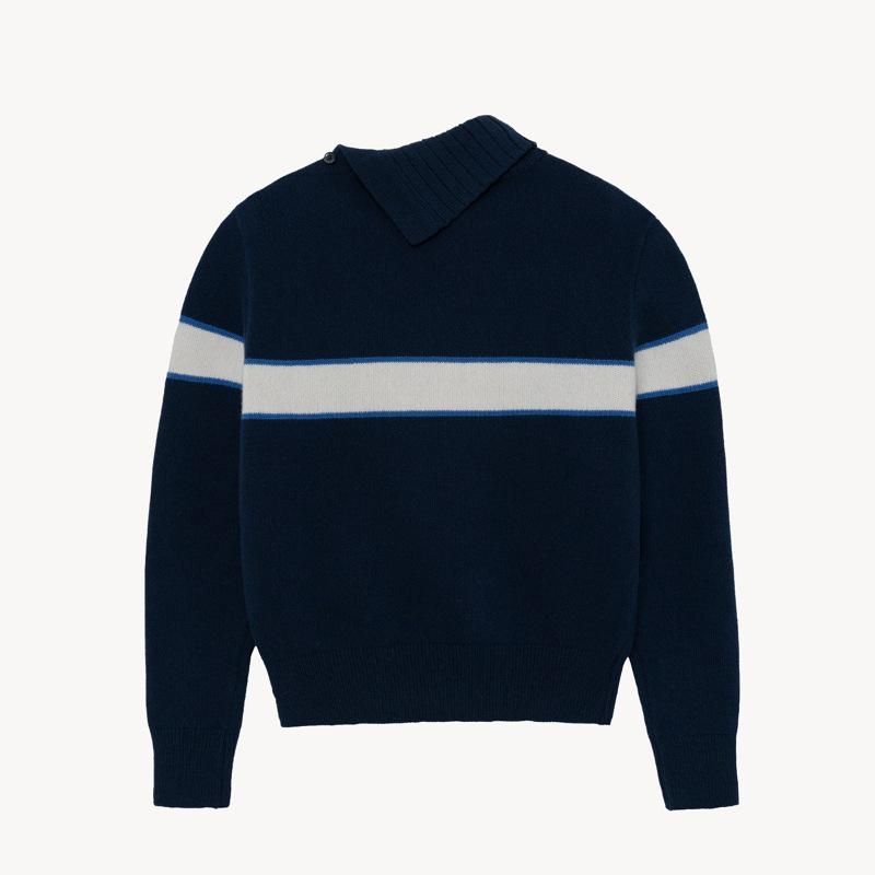 MOONDAL Women's High-Neck Sweater - New 2026 Autumn/Winter Striped Knitwear, Relaxed Fit, Korean Style