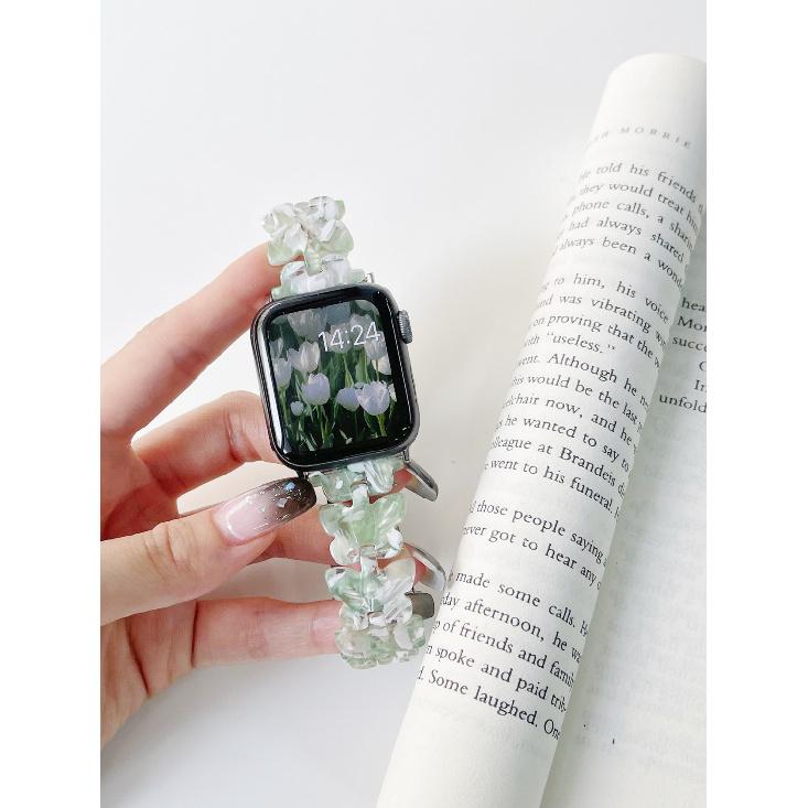 Butterfly Resin Strap for Apple Watch S10-Elastic Retractable Resin Watch Band Female Bracelet for iWatch10/9/8/7/6/5/4/3/2/1/Se/Ultra/Ultra2 42mm