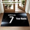 Crystal Velvet Square Rug Custom NameCristiano Ronaldo Pattern Non Slip Home Floor Decor Rug