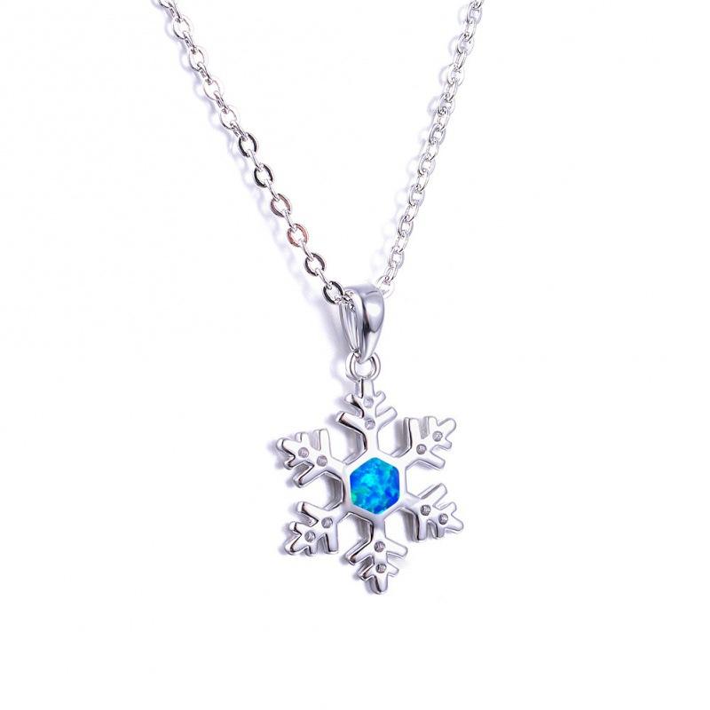 Wish new platinum snowflake white opal necklace women ins wind collarbone chain
