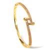 Luxury Micro Paved Zircon Bracelet For Women Simple Gold Full Diamond Clasp Bangle Versatile Non Fading Fashion Jewelry