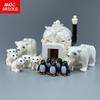 MOC Bricks Ice Animal Polar Penguin Beach Building Blocks Assembled Toys For Children Education Gifts