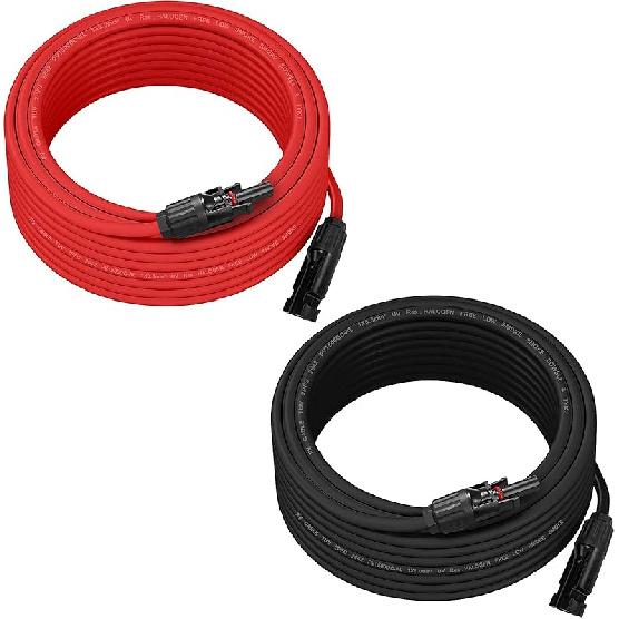 Ansxiy 20 Feet 10AWG Solar Extension Cable with Female and Male Weatherproof Connectors, Solar Panel Cable Wire Adapter Kit Tool (20FT Red + 20FT