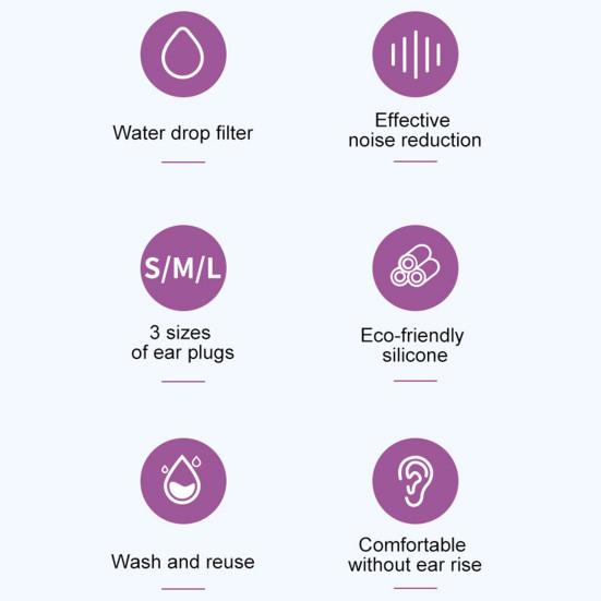 1 Set Swimming Ear Plugs Noise Reduction Waterproof High Elasticity Hearing Protection Ergonomic Fit Noise-Cancelling Earplugs Water Sports