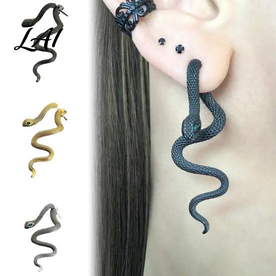 Gothic Punk Ear Accessories 1 Pair Vintage Snake Earrings Retro Front Back Style Animal Earrings Stud Serpent Halloween Statement Jewelry for