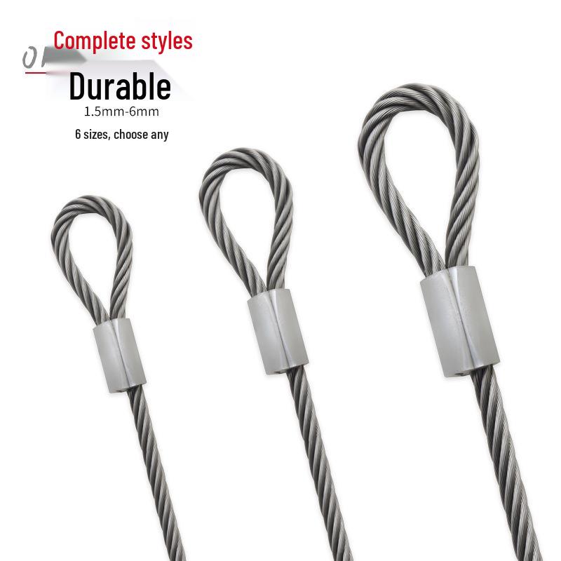 304 Stainless Steel Wire Rope Lamp: Durable, Anti-Fall, Rubber-Coated, Crimped Aluminum Sleeve for Safe Picture Hanging.