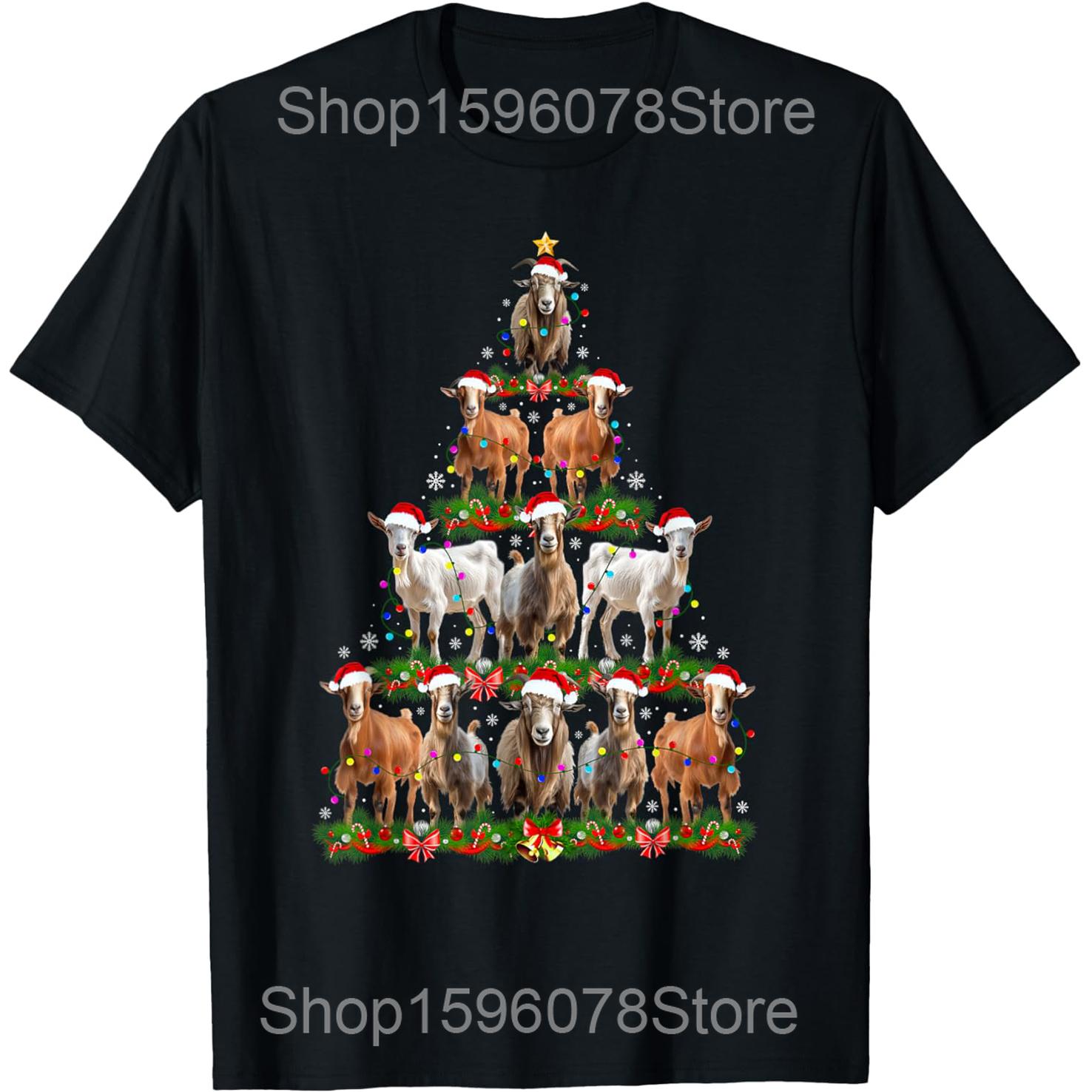

Screaming Christmas Goat Funny Xmas T Shirts Men Women Cotton Humor Streetwear Tee Shirt Short Sleeve Unisex Loose Clothing XL