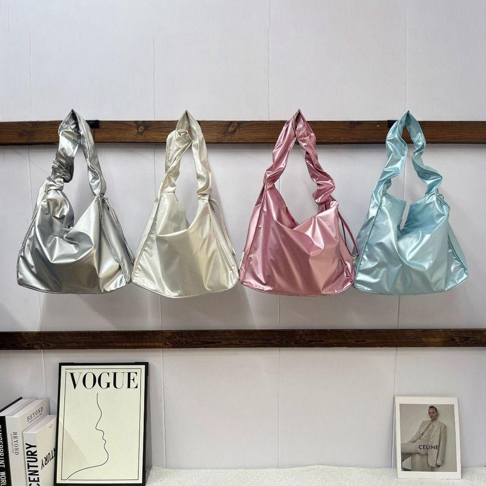 Handväska Dragskopåse Koreansk Stil Toteväska Trendig Veckad Nylon Axelväska Dam
