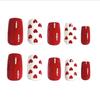 Chinese nail simple and elegant red glossy love white French fake nail fashion versatile wear nail