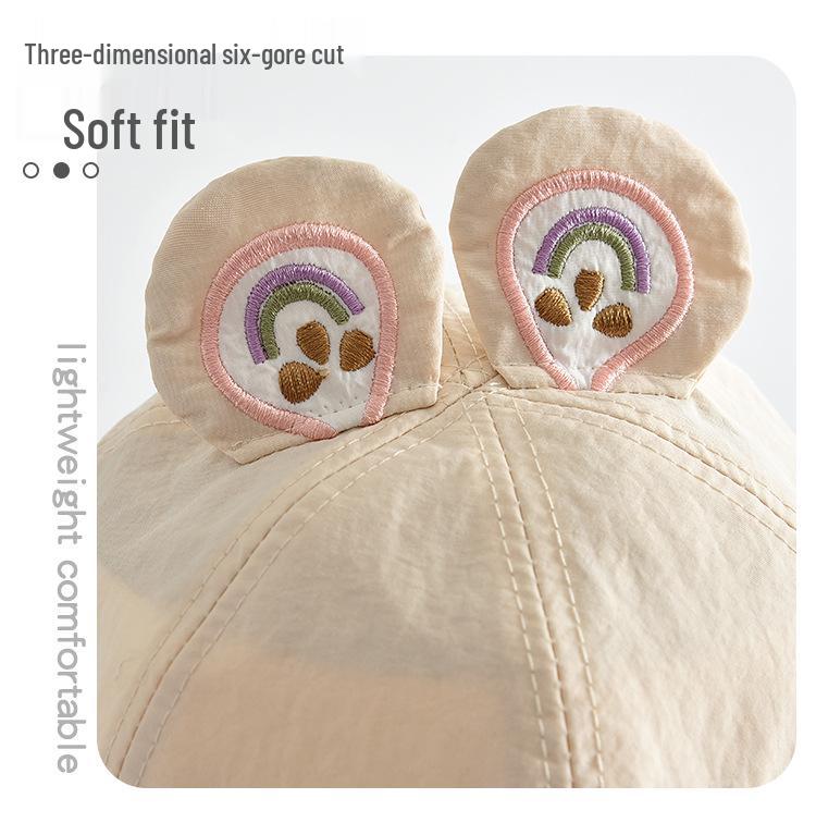 Children's Cute 3D Ears Bucket Hat - Windproof, Sun-Protective, Embroidered Fisherman Style